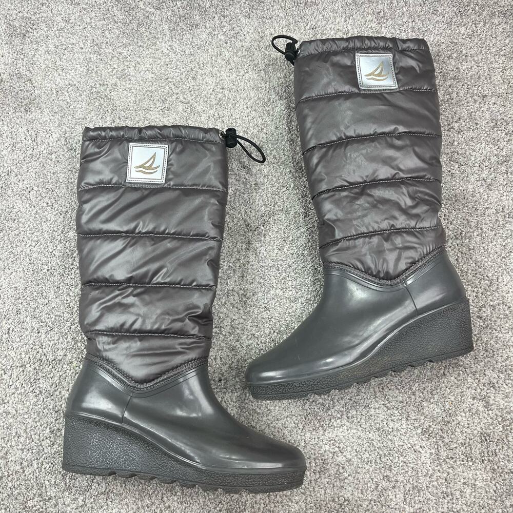 Sperry grey puffer waterproof rubber boot size 9